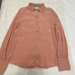 Gucci Pink Button Down Silk Shirt Size 6